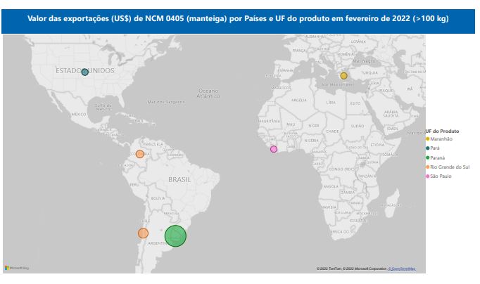 Relatório Mensal das Exportações Brasileiras de NCM0405 (manteiga)