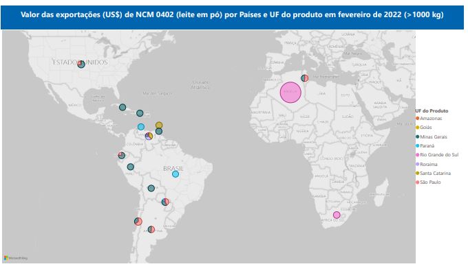 Relatório Mensal das Exportações Brasileiras de NCM0402 (leite em pó)
