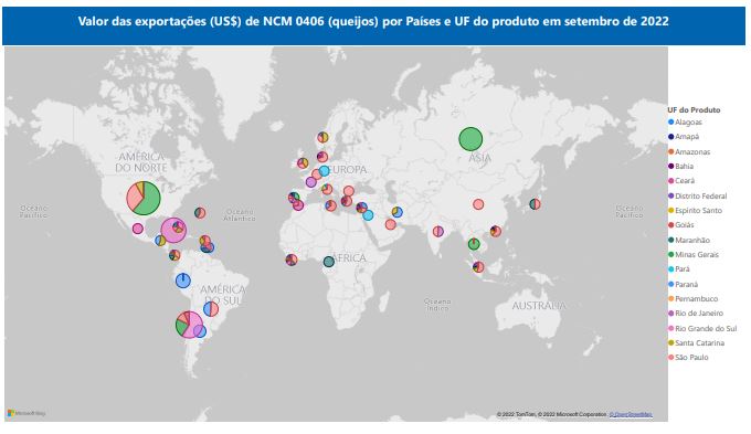 Relatório Mensal das Exportações Brasileiras de NCM 0406 (queijos)