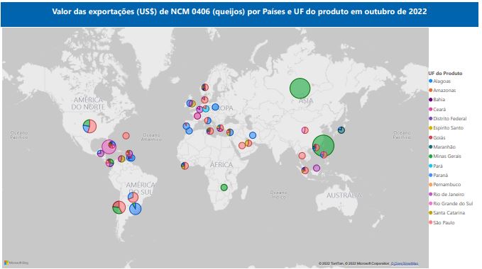 Relatório Mensal das Exportações Brasileiras de NCM 0406 (queijos)