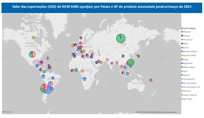 Relatório Mensal das Exportações Brasileiras de NCM 0406 (queijos)