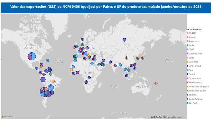 Relatório Mensal das Exportações Brasileiras de NCM 0406 (queijos)