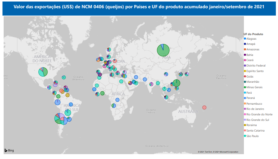 Relatório Mensal das Exportações Brasileiras de NCM 0406 (queijos)