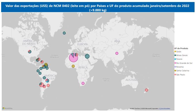 Relatório Mensal das Exportações Brasileiras de NCM0402 (leite em pó)