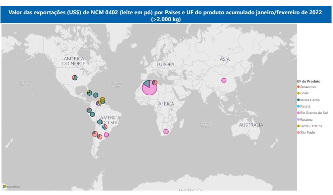 Relatório Mensal das Exportações Brasileiras de NCM0402 (leite em pó)