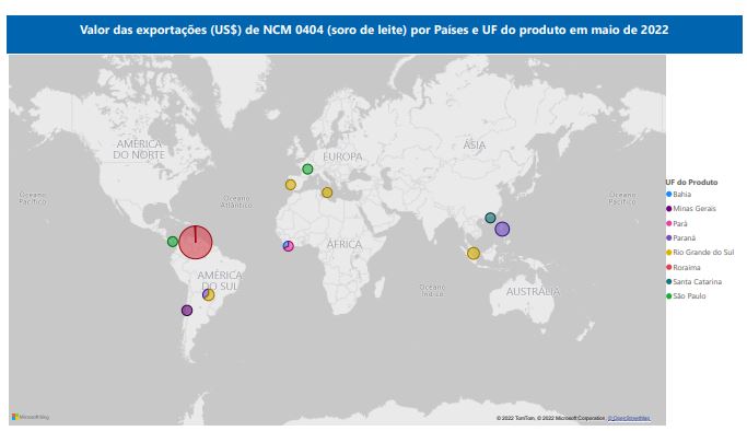 Relatório Mensal das Exportações Brasileiras de NCM0404 (soro de leite)