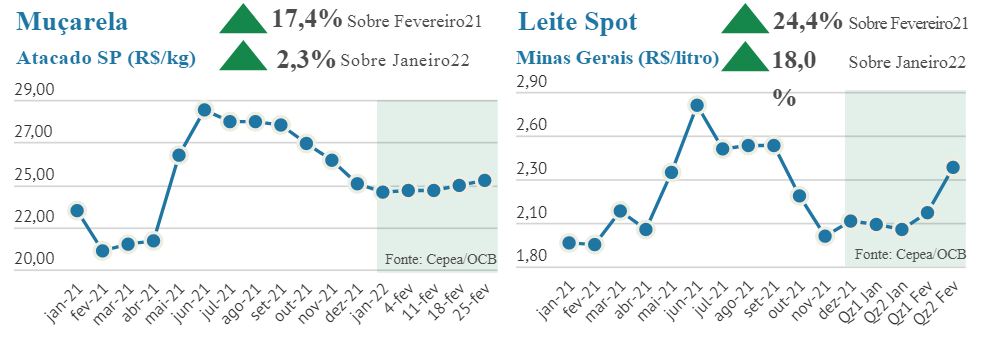 Preço dos derivados lácteos em alta