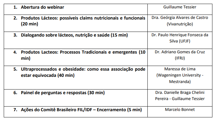 Webinar CB FIL/IDF - Alimentação e lácteos: nutrição, processamento e tendências