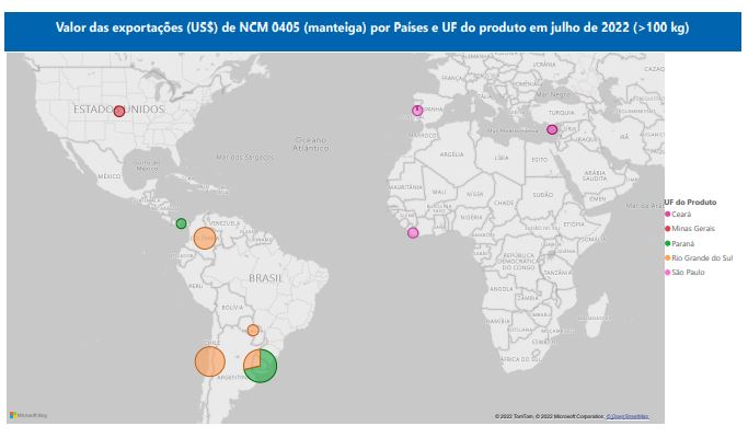Relatório Mensal das Exportações Brasileiras de NCM0405 (manteiga)