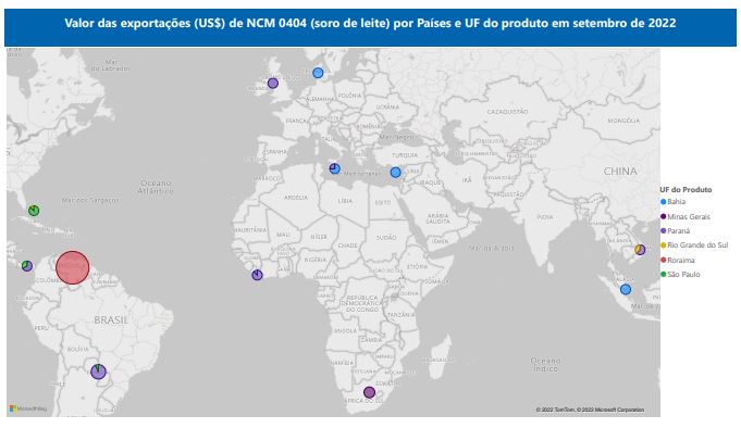 Relatório Mensal das Exportações Brasileiras de NCM0404 (soro de leite)