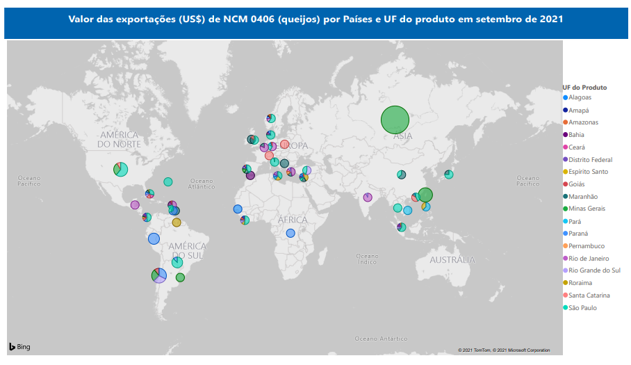 Relatório Mensal das Exportações Brasileiras de NCM 0406 (queijos)