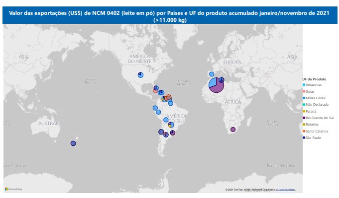 Relatório Mensal das Exportações Brasileiras de NCM 0402 (leite em pó)