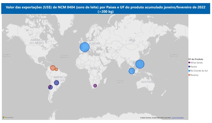 Relatório Mensal das Exportações Brasileiras de NCM0404 (soro de leite)