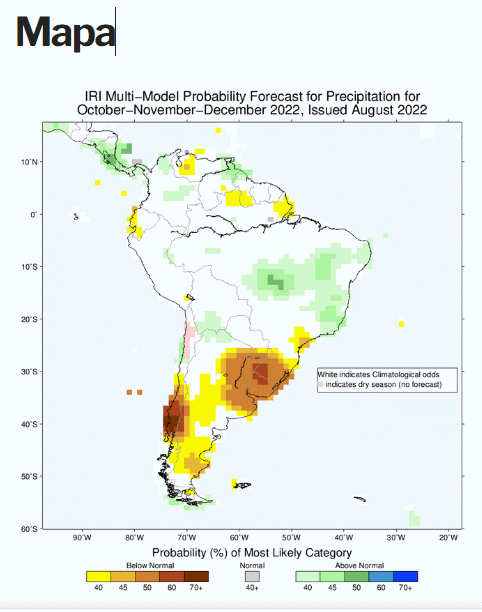 Argentina – O modelo geográfico da provável distribuição de chuvas no 3ºT é de chorar
