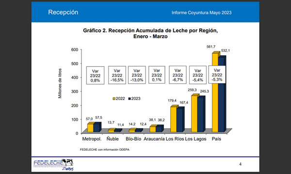 Chile– Captação de leite cai 5,3% no primeiro trimestre de 2023